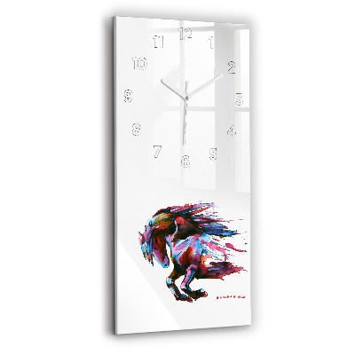 Horloge murale en verre rectangulaire Cheval en pleine course