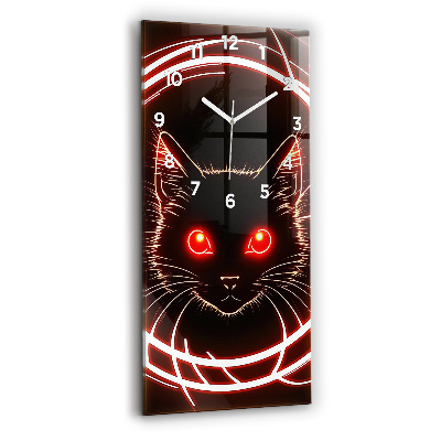 Horloge murale en verre rectangulaire Chat aux yeux rouges
