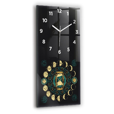 Horloge rectangulaire verticale Phases de la lune et sablier
