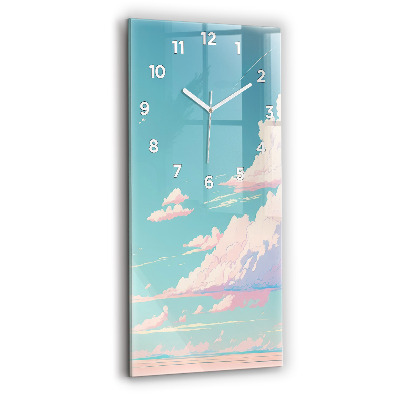Horloge verticale en verre Ciel couleur pastel
