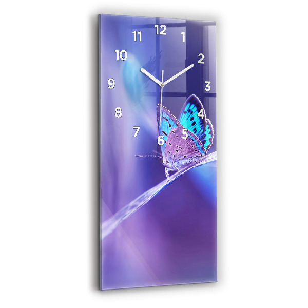 Horloge murale verticale Papillon sur l'herbe
