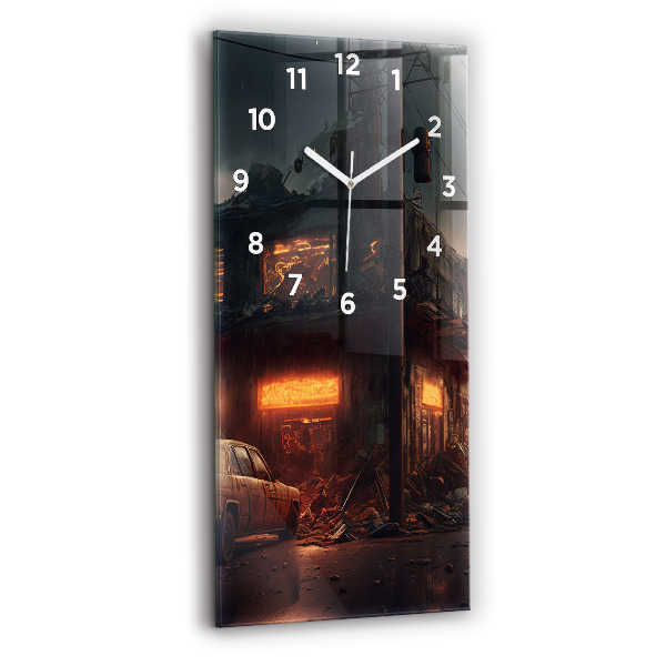 Horloge murale en verre rectangulaire Bâtiment apocalyptique