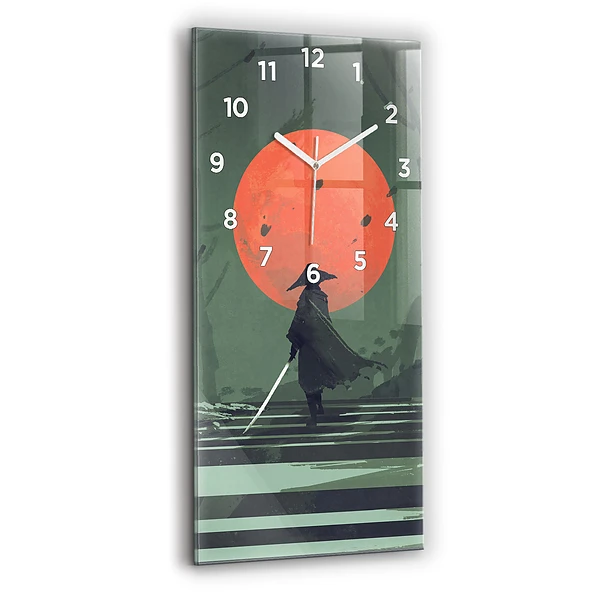 Horloge verticale en verre Samouraï dans la forêt