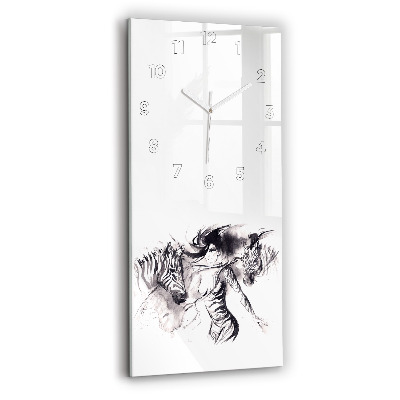 Horloge rectangulaire verticale Femme et zèbres