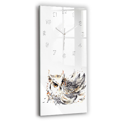 Horloge murale en verre rectangulaire Hibou, symbole de sagesse