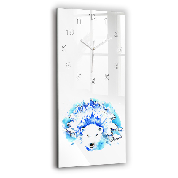 Horloge verticale en verre Ours sur fond de glace