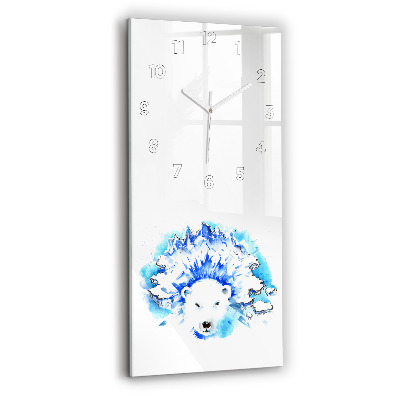 Horloge verticale en verre Ours sur fond de glace