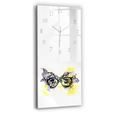 Horloge murale verticale Yeux dans des lunettes