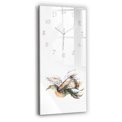 Horloge rectangulaire verticale Oiseau et livre