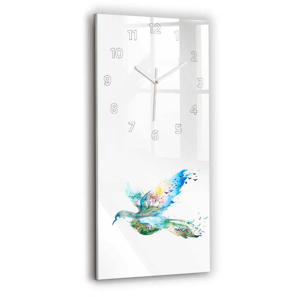 Horloge murale verticale Abstraction d'un oiseau et d'un printemps