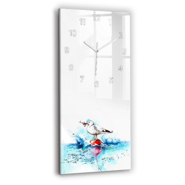 Horloge murale en verre rectangulaire Mouette peinte