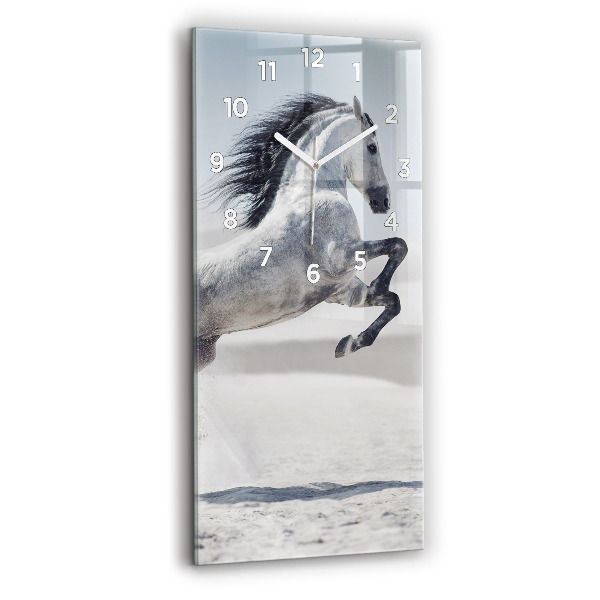 Horloge murale verticale Cheval blanc au galop