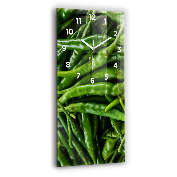 Horloge verticale en verre Poivre vert