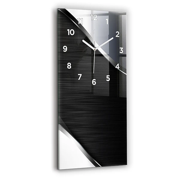 Horloge murale verticale Lignes noires et argentées