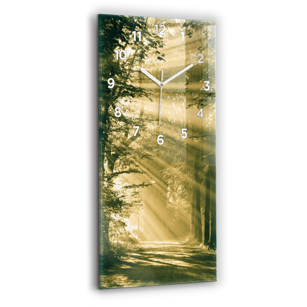 Horloge verticale en verre Rayons de soleil Forêt