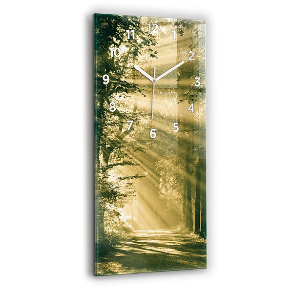 Horloge verticale en verre Rayons de soleil Forêt