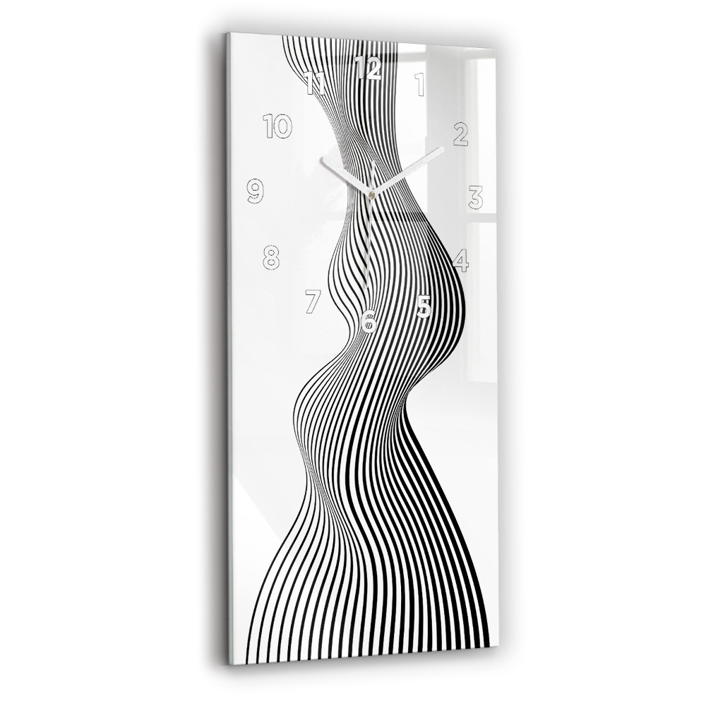 Horloge verticale en verre Art en noir et blanc