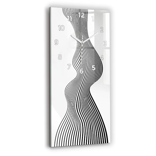 Horloge verticale en verre Art en noir et blanc