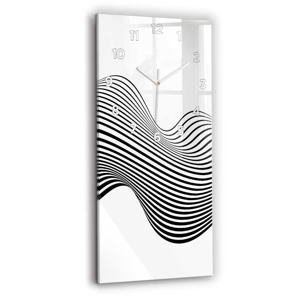 Horloge murale en verre rectangulaire Art en noir et blanc