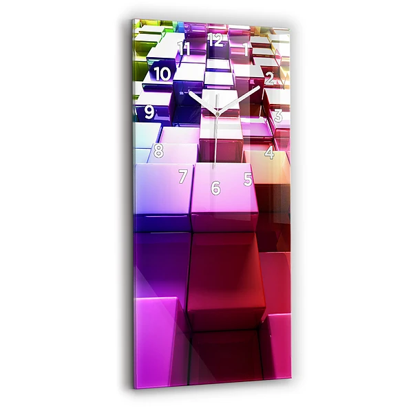 Horloge murale verticale Cubes colorés