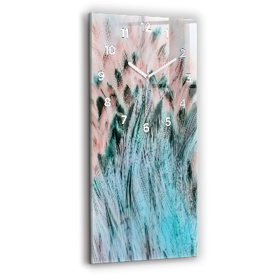 Horloge murale en verre rectangulaire Plumes colorées