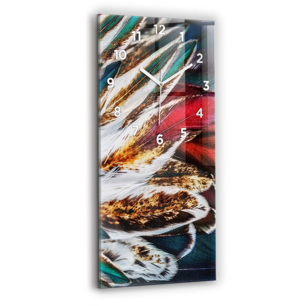 Horloge verticale en verre Plumes marron clair d'un oiseau