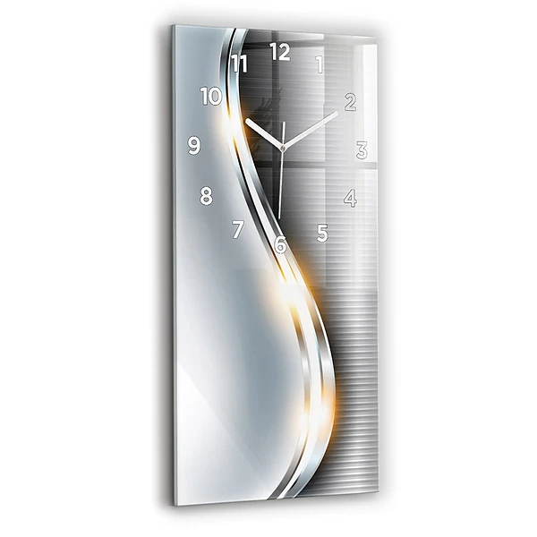 Horloge murale en verre rectangulaire Abstraction métallique