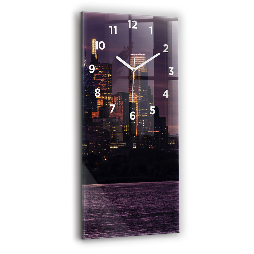 Horloge murale verticale Panorama de la ville de Philadelphie