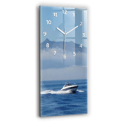 Horloge verticale en verre Bateau flottant sur l'océan