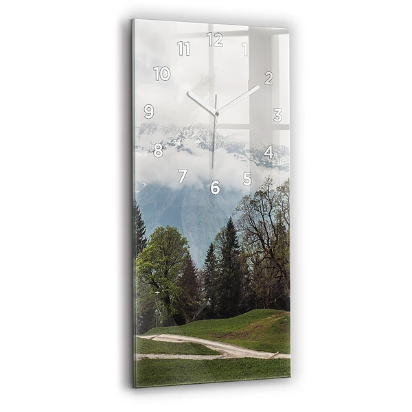 Horloge murale en verre rectangulaire Vue de la montagne