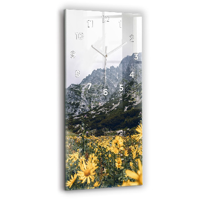 Horloge murale en verre rectangulaire Prairie de fleurs dans les montagnes