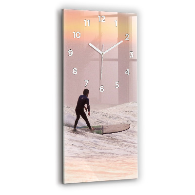 Horloge murale en verre rectangulaire Surfeur à Hawaï