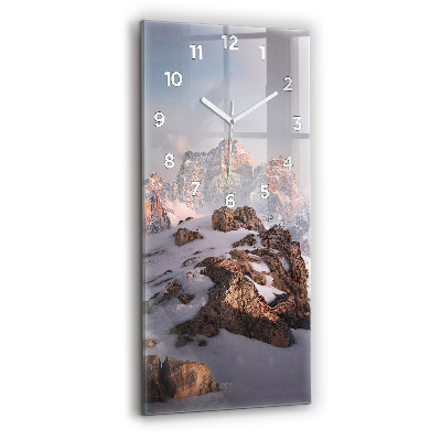 Horloge murale en verre rectangulaire Montagne enneigée