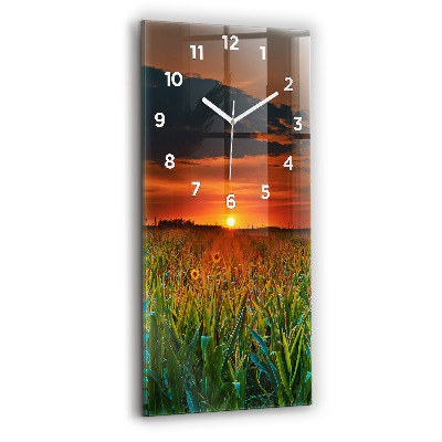 Horloge murale verticale Tournesols dans une prairie