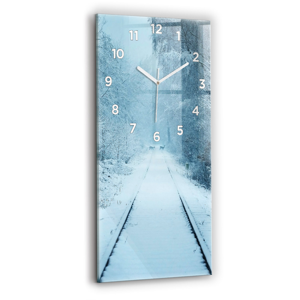 Horloge murale verticale Cerfs sur la voie ferrée
