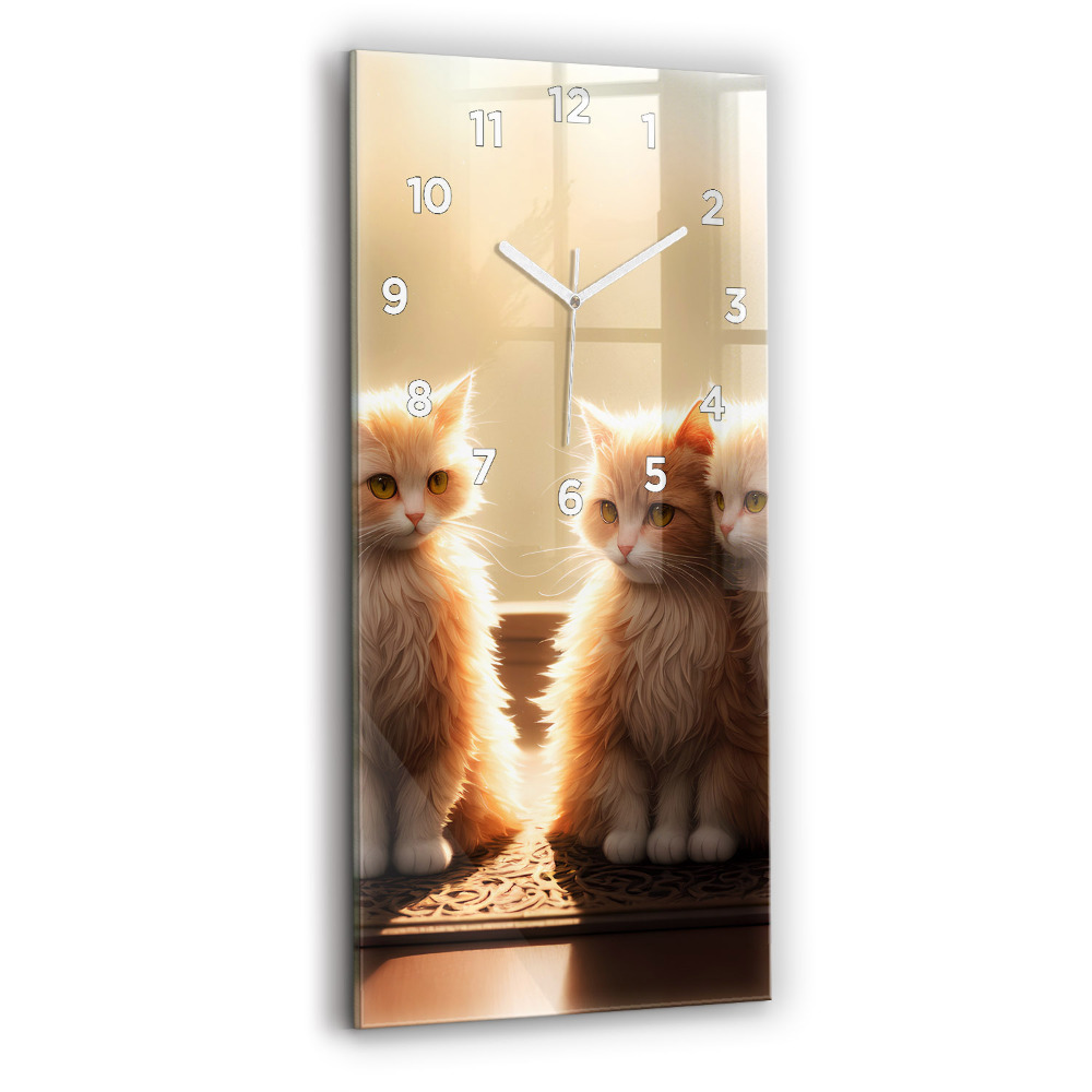 Horloge rectangulaire verticale Quatre chats au soleil