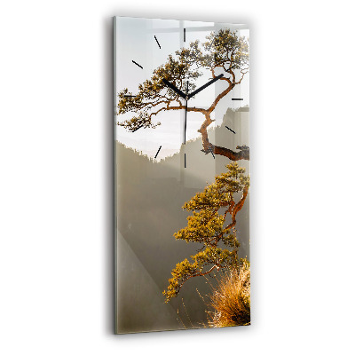 Horloge murale en verre rectangulaire Arbre dans les montagnes