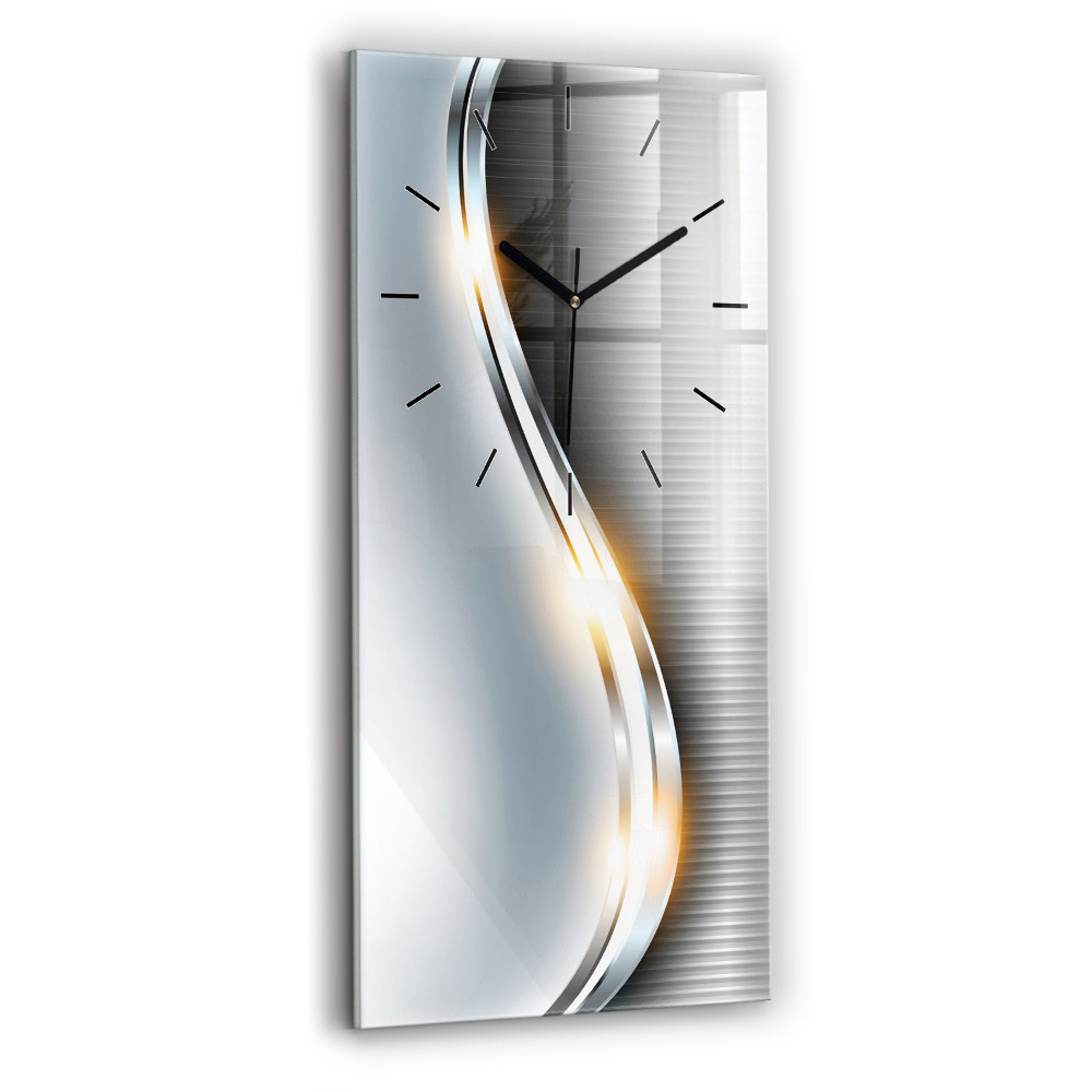 Horloge murale en verre rectangulaire Abstraction métallique