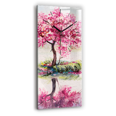 Horloge murale en verre rectangulaire Mosaïque d'un arbre