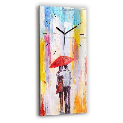 Horloge murale verticale Couple sous la pluie