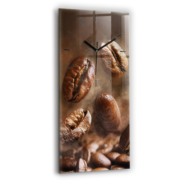 Horloge verticale en verre Grains de café