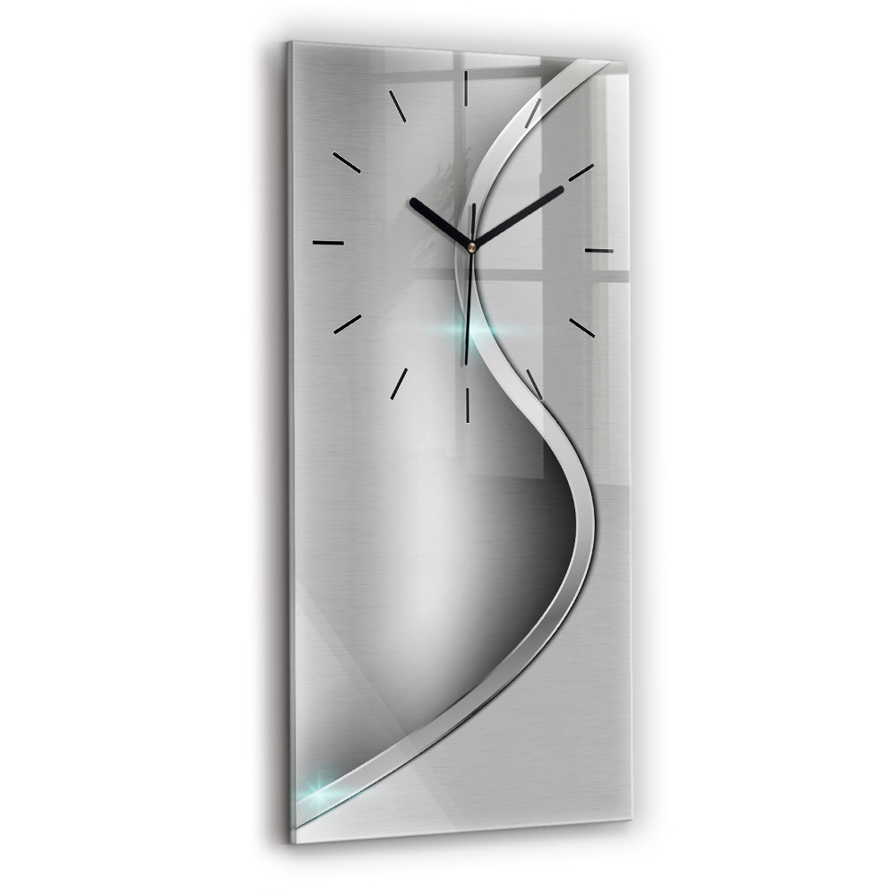 Horloge murale verticale Abstraction métal gris