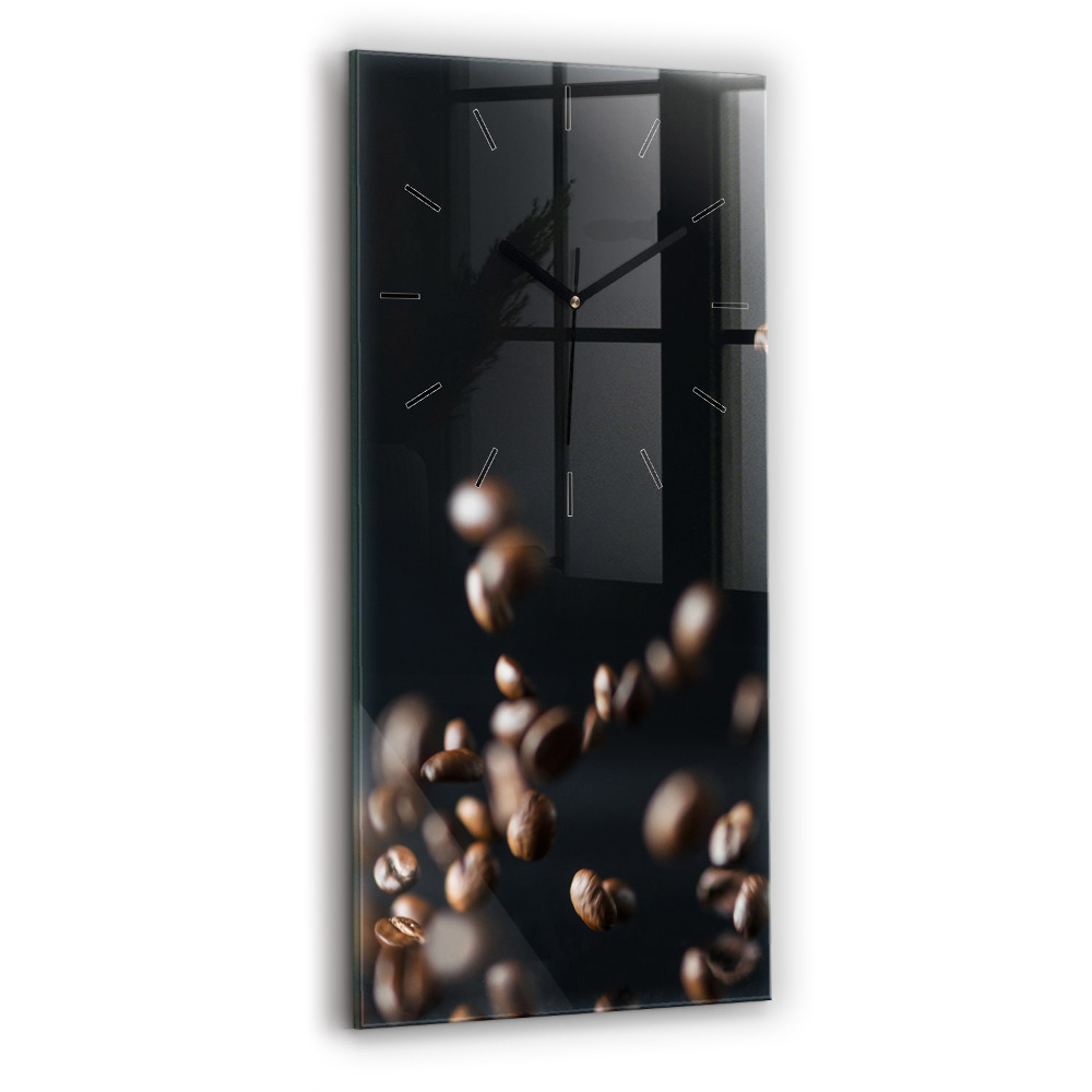 Horloge murale en verre rectangulaire Grains de café