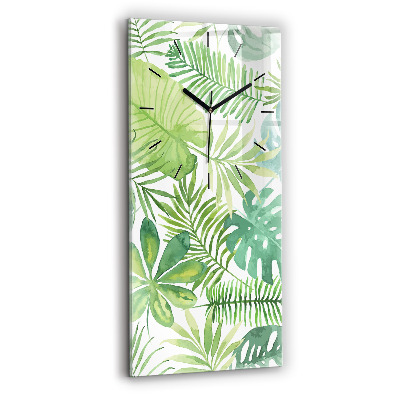 Horloge rectangulaire verticale Feuilles vertes