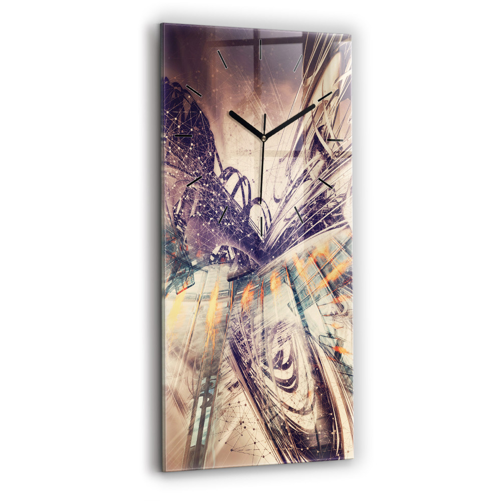 Horloge verticale en verre Mécanisme abstrait