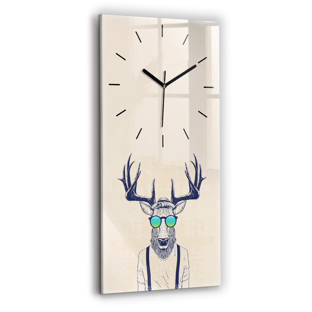 Horloge murale en verre rectangulaire Cerf abstrait