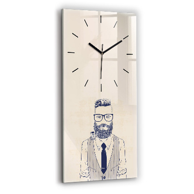 Horloge verticale en verre Homme à barbe