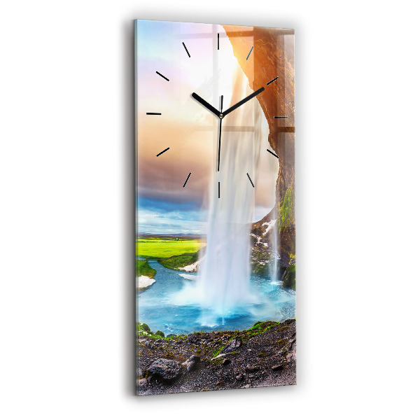 Horloge murale verticale Chute d'eau en Islande