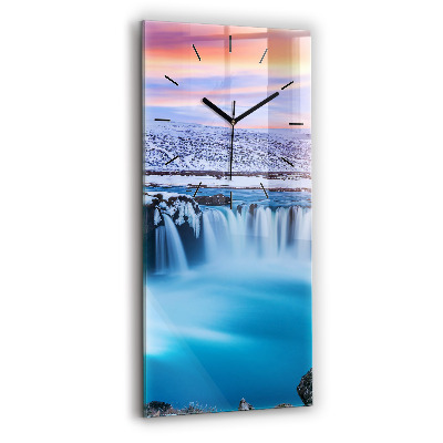 Horloge verticale en verre Chute d'eau de Godafoss Islande