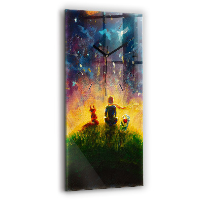 Horloge verticale en verre Petit prince abstrait